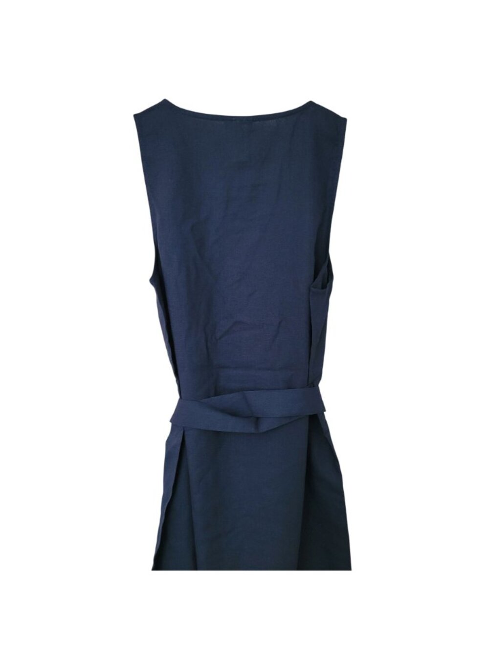 Andie Swim The Wrap Dress Size S Midnight Blue Linen Blend Sleeveless NWT - Picture 5 of 8